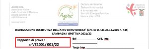 esempio Dichiarazione Sostitutiva dell’Atto di Notorietà con “Rapporto di Prova” Clicca sull’immagine per Zoomare